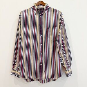 Vintage Paul & Shark Yachting Mens Dress Shirt 39 Medium Rainbow Stripes Y2K